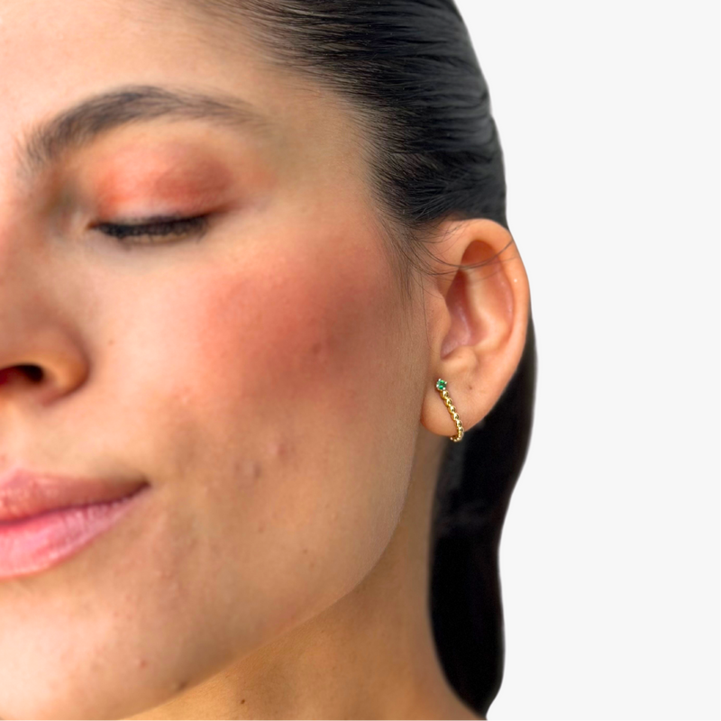 Brinco de Esmeralda em Ouro Amarelo 18k