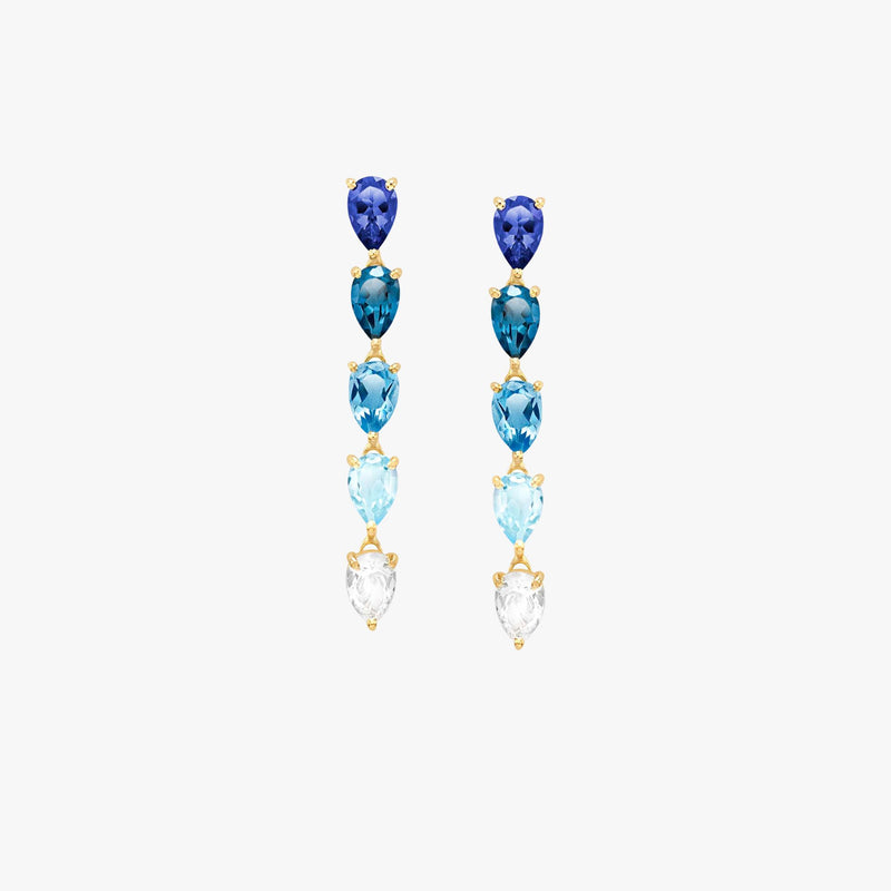 Brinco Pedras Naturais em Ouro Amarelo 18K