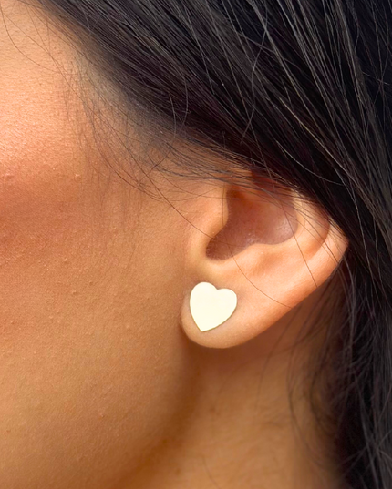 Brinco Coração Preenchido em Ouro  Amarelo 18K