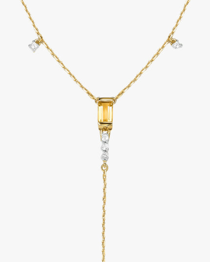 Colar Brilho de Citrino com  Topázio Branco em Ouro  Amarelo 18K