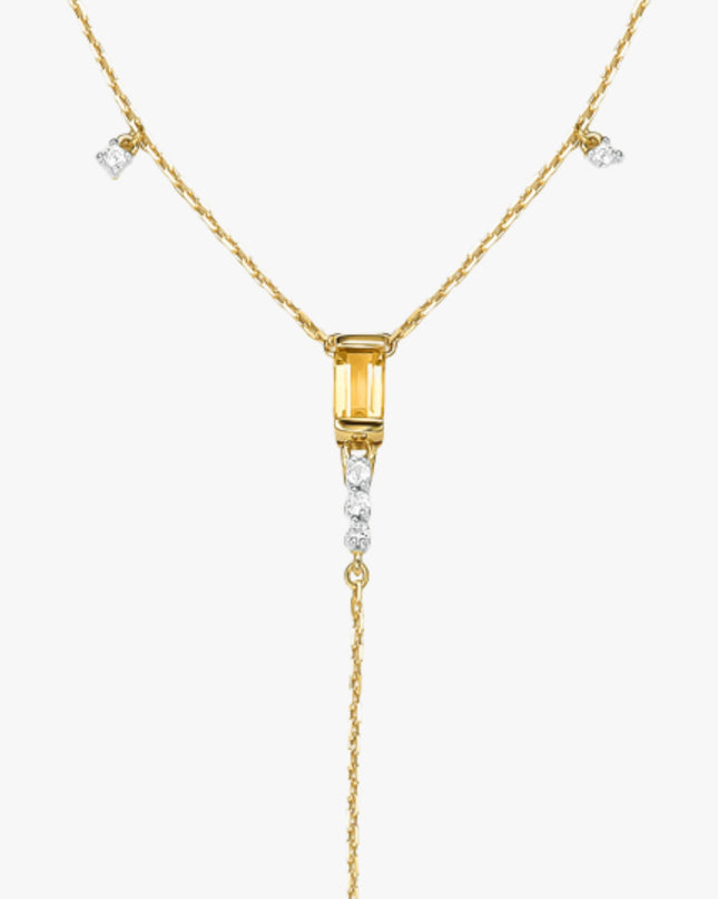 Colar Brilho de Citrino com  Topázio Branco em Ouro  Amarelo 18K