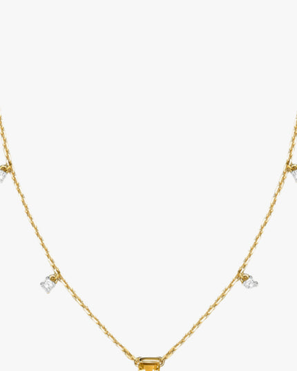 Colar Brilho de Citrino com  Topázio Branco em Ouro  Amarelo 18K