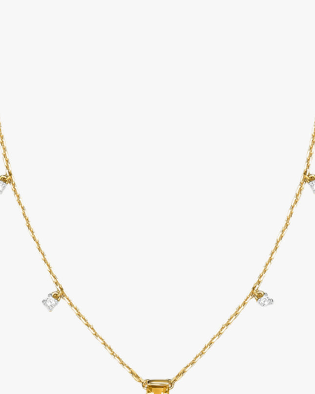 Colar Brilho de Citrino com  Topázio Branco em Ouro  Amarelo 18K