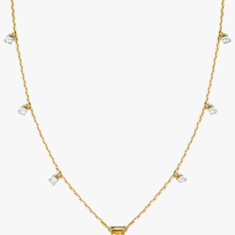 Colar Brilho de Citrino com  Topázio Branco em Ouro  Amarelo 18K