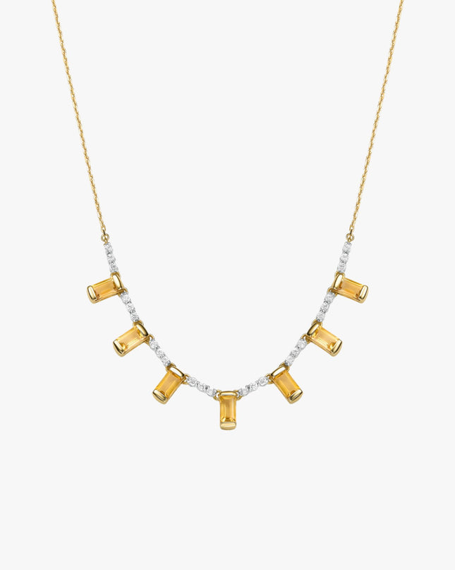 Colar Brilliance de Citrino com Topázio Branco em Ouro  Amarelo 18K