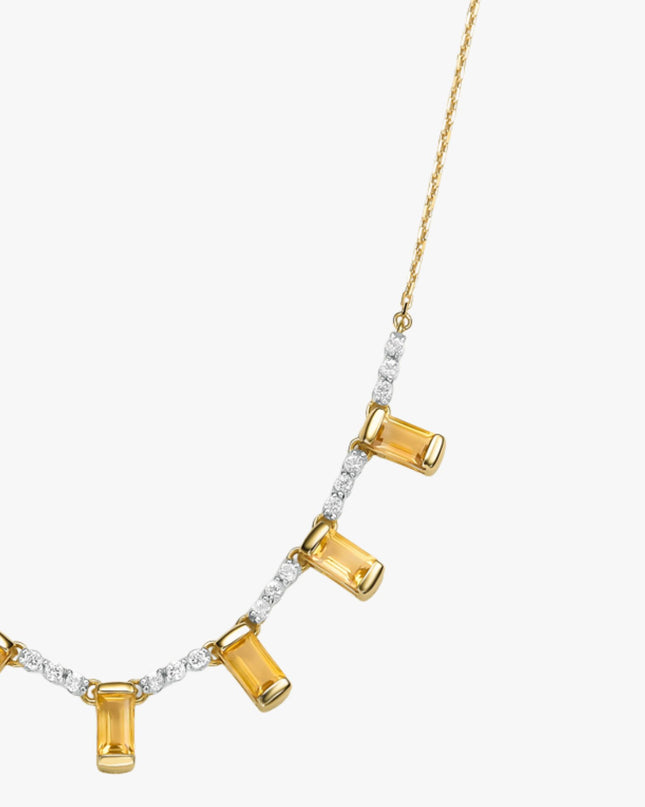 Colar Brilliance de Citrino com Topázio Branco em Ouro  Amarelo 18K
