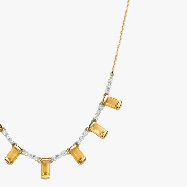 Colar Brilliance de Citrino com Topázio Branco em Ouro  Amarelo 18K