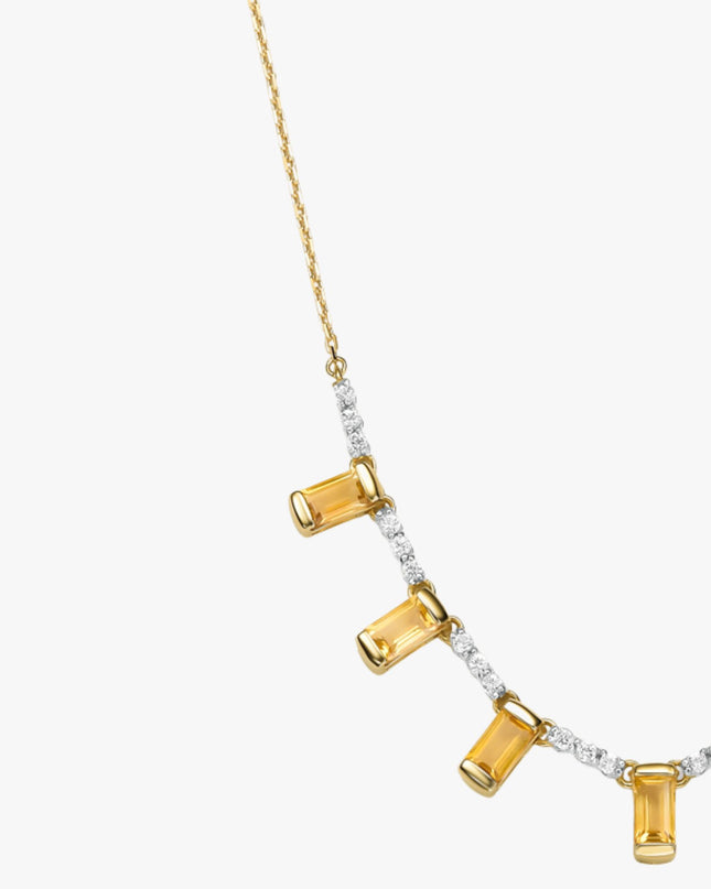 Colar Brilliance de Citrino com Topázio Branco em Ouro  Amarelo 18K