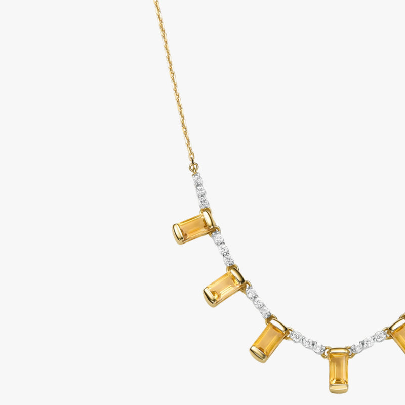 Colar Brilliance de Citrino com Topázio Branco em Ouro  Amarelo 18K