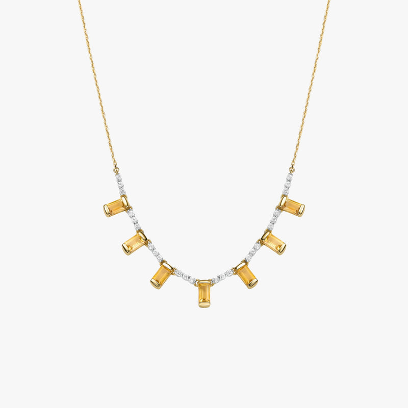 Colar Brilliance de Citrino com Topázio Branco em Ouro  Amarelo 18K