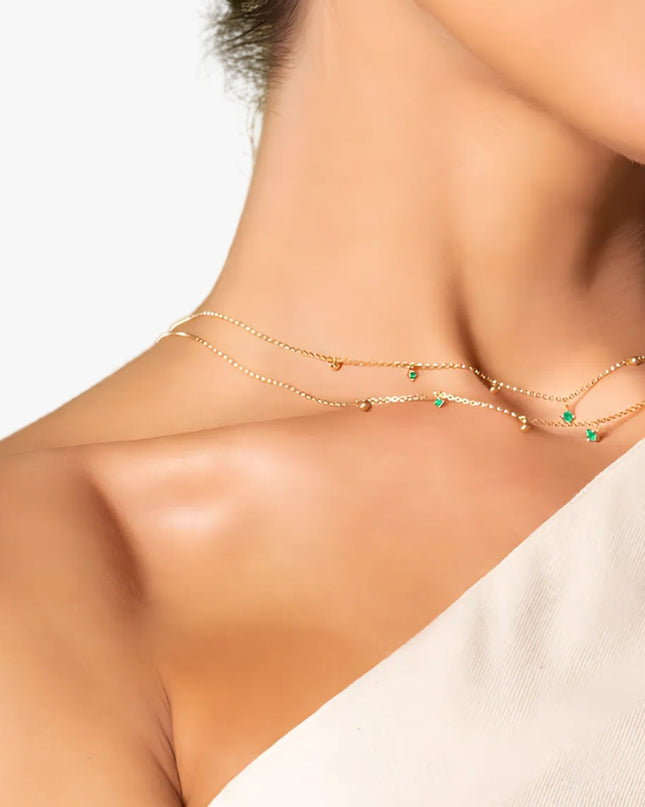 Colar de Esmeralda em Ouro Amarelo 18K