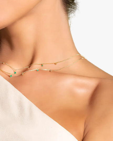 Colar de Esmeralda em Ouro Amarelo 18K