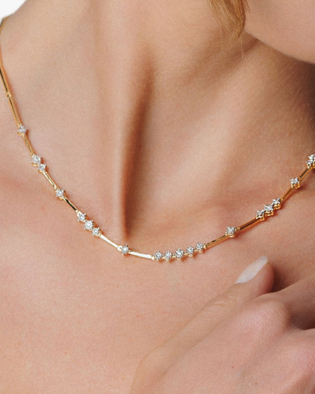 Colar iluminar com Diamantes  em Ouro Amarelo 18K e Ouro  Branco 18K