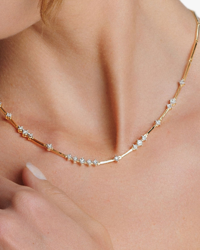 Colar iluminar com Diamantes  em Ouro Amarelo 18K e Ouro  Branco 18K