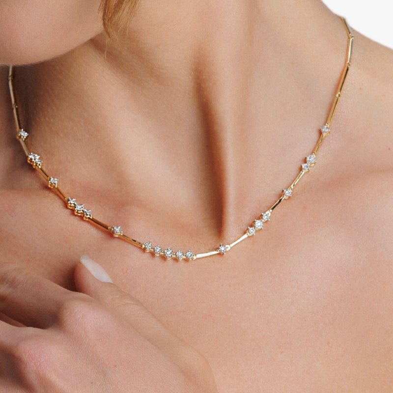 Colar iluminar com Diamantes  em Ouro Amarelo 18K e Ouro  Branco 18K