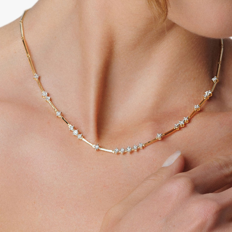Colar iluminar com Diamantes  em Ouro Amarelo 18K e Ouro  Branco 18K