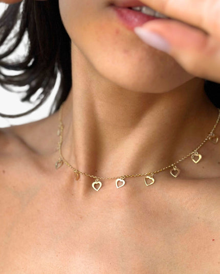 Choker de Coraçõezinhos-Vazados