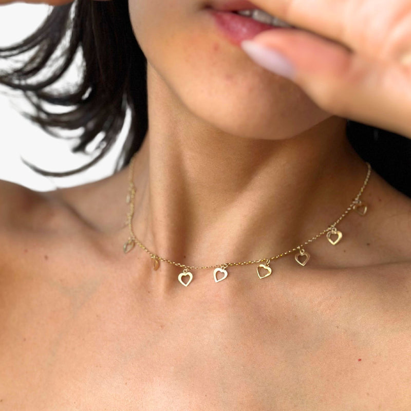 Choker de Coraçõezinhos-Vazados