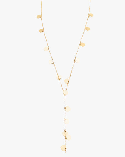 Colar Gravata Corações em Ouro  Amarelo 18K