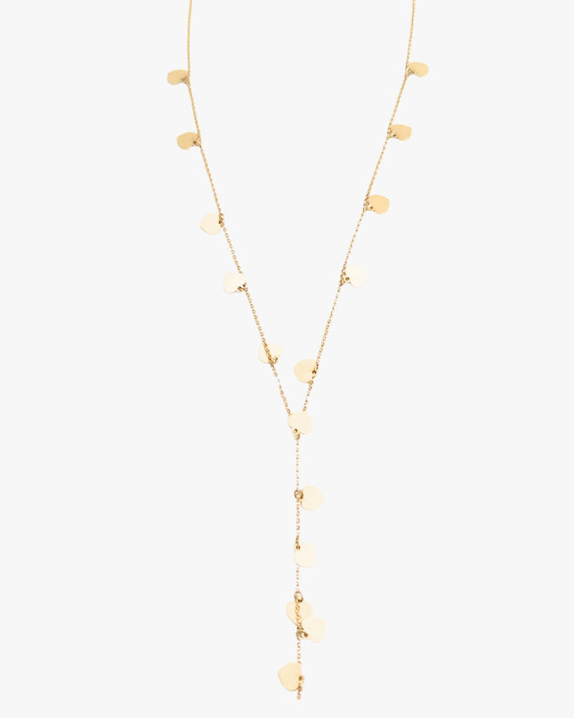 Colar Gravata Corações em Ouro  Amarelo 18K
