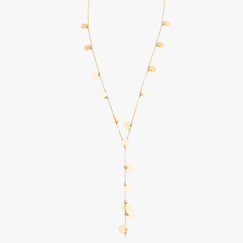 Colar Gravata Corações em Ouro  Amarelo 18K