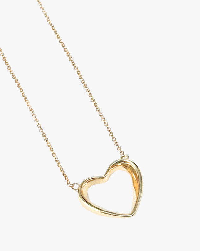 Colar Coração Vazado em Ouro Amarelo 18K