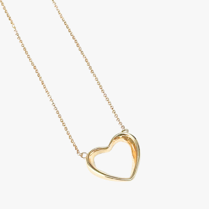 Colar Coração Vazado em Ouro Amarelo 18K