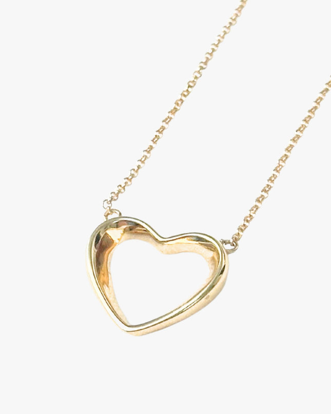 Colar Coração Vazado em Ouro Amarelo 18K