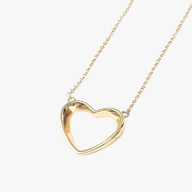 Colar Coração Vazado em Ouro Amarelo 18K