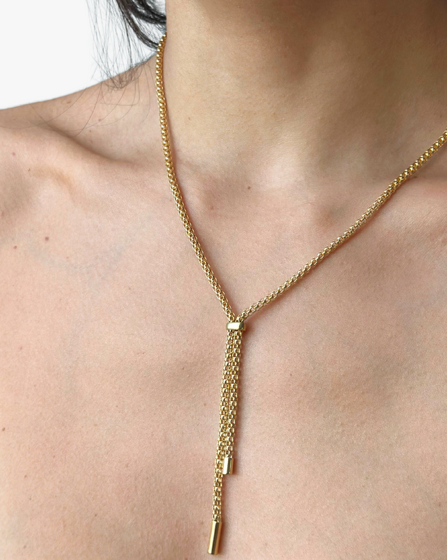 Colar Gravata em Ouro Amarelo 18K
