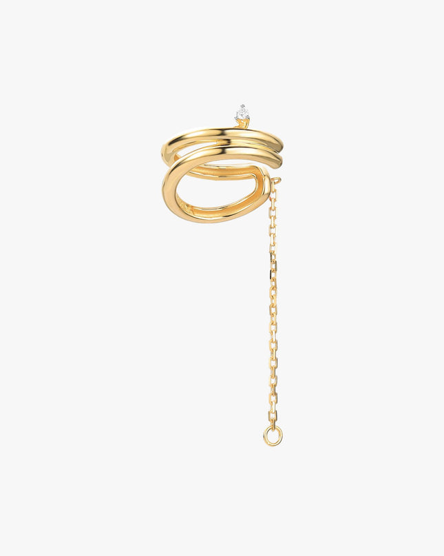 Piercing Fake com Diamantes em Ouro Amarelo 18K
