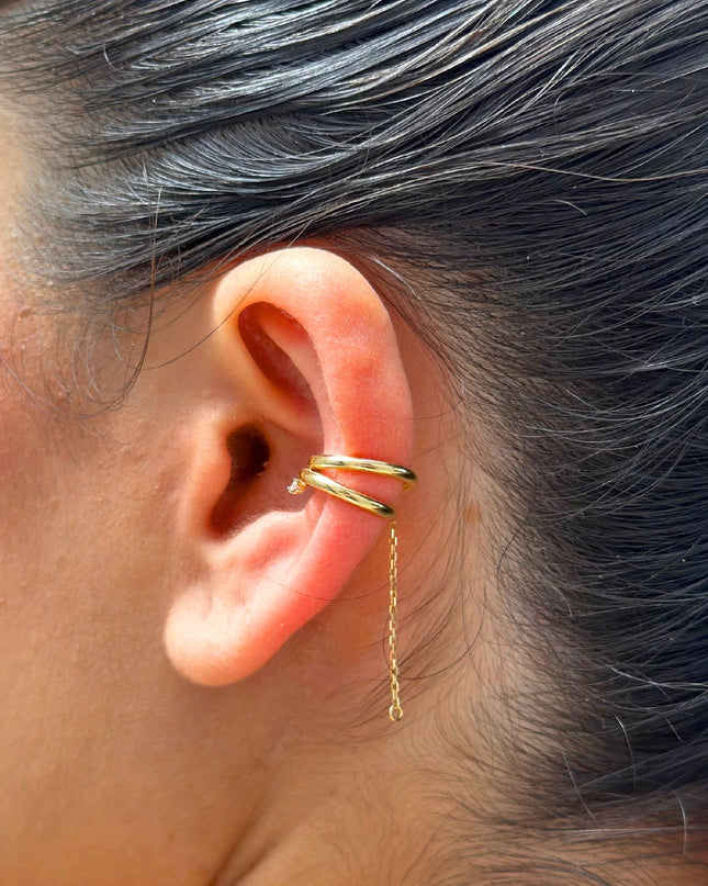 Piercing Fake com Diamantes em Ouro Amarelo 18K