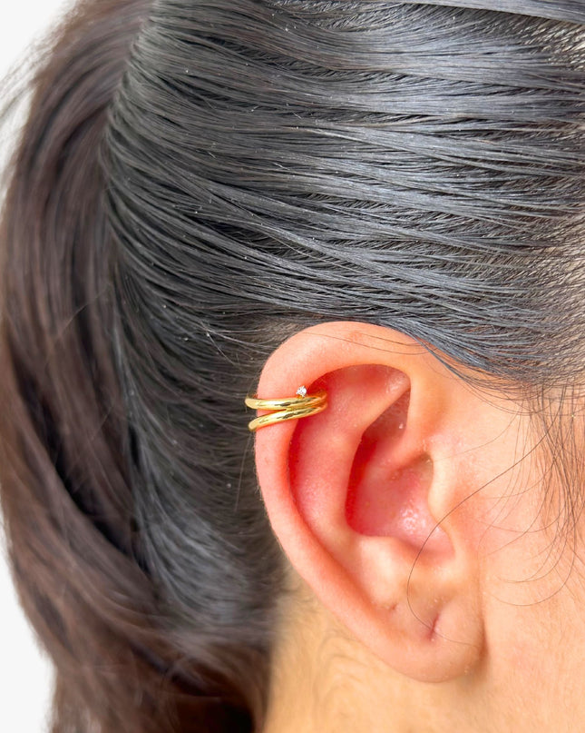 Piercing Fake com Diamantes em Ouro Amarelo 18K