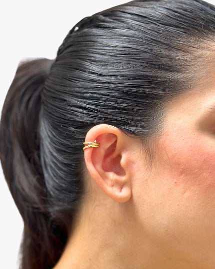 Piercing Fake com Diamantes em Ouro Amarelo 18K