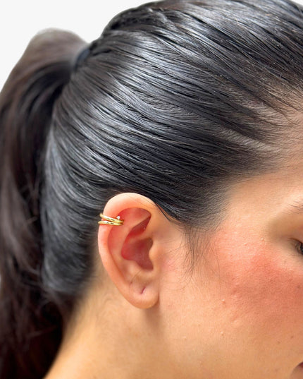 Piercing Fake com Diamantes em Ouro Amarelo 18K