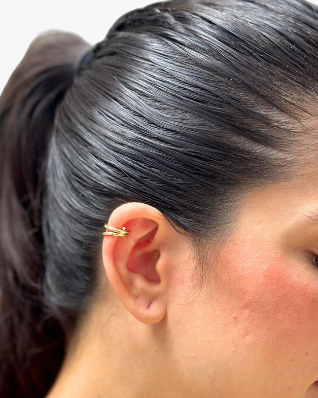 Piercing Fake com Diamantes em Ouro Amarelo 18K