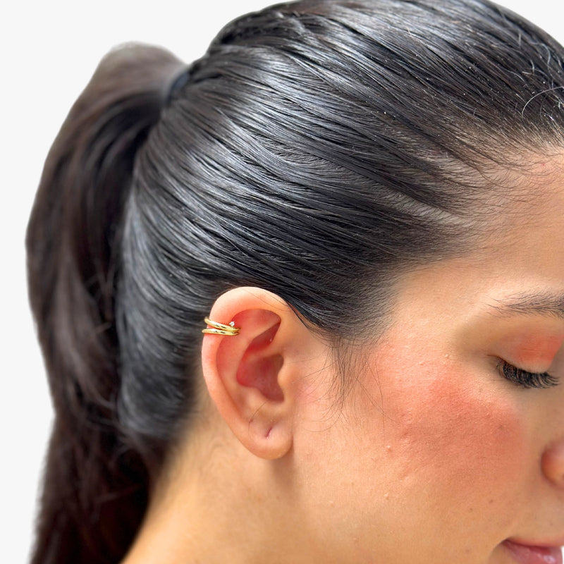 Piercing Fake com Diamantes em Ouro Amarelo 18K
