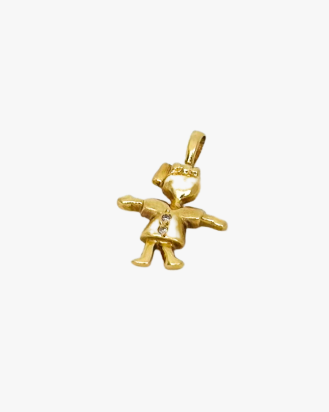 Pingente Menina Alto-Relevo com Diamantes em Ouro Amarelo 18K
