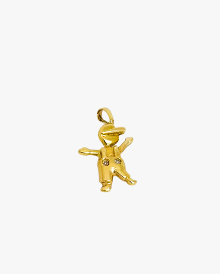 Pingente Menino Alto-Relevo com Diamantes em Ouro Amarelo 18K