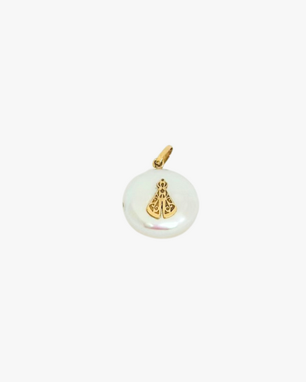 Pingente Nossa Senhora em  Ouro Amarelo 18K com  Madrepérola