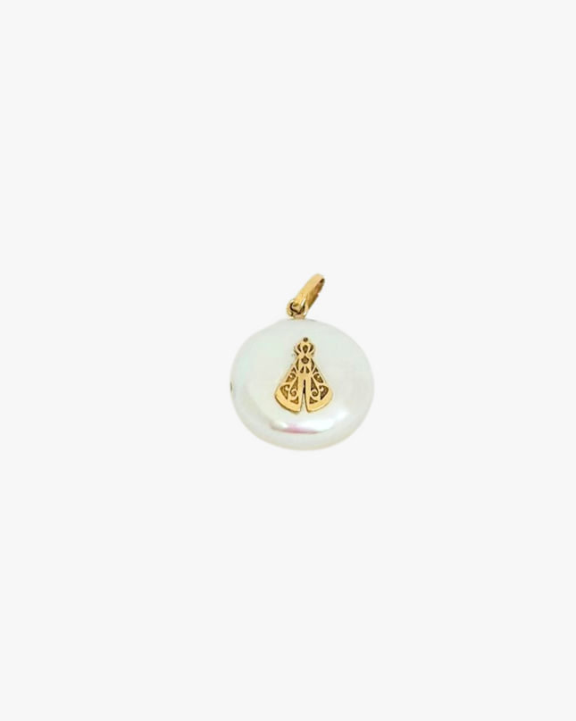 Pingente Nossa Senhora em  Ouro Amarelo 18K com  Madrepérola