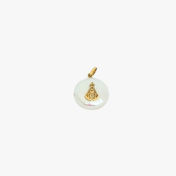 Pingente Nossa Senhora em  Ouro Amarelo 18K com  Madrepérola