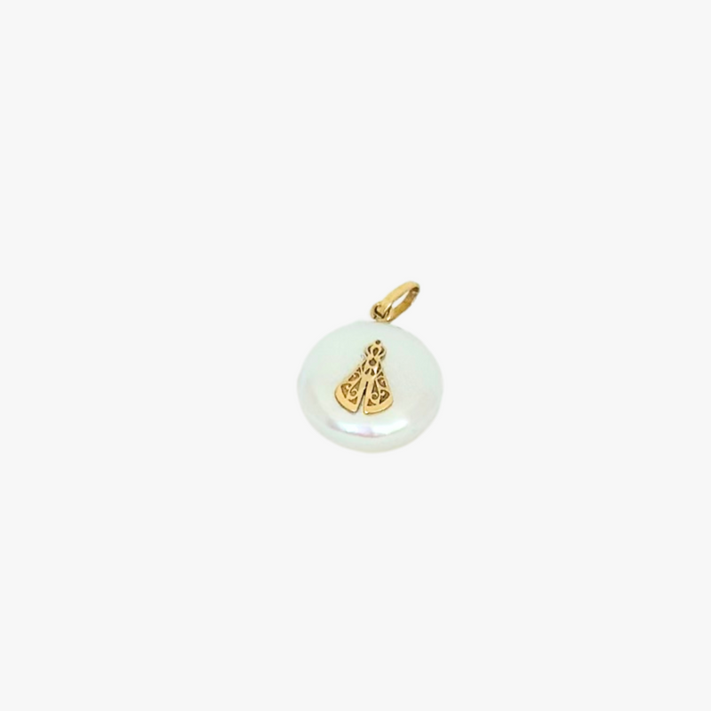 Pingente Nossa Senhora em  Ouro Amarelo 18K com  Madrepérola