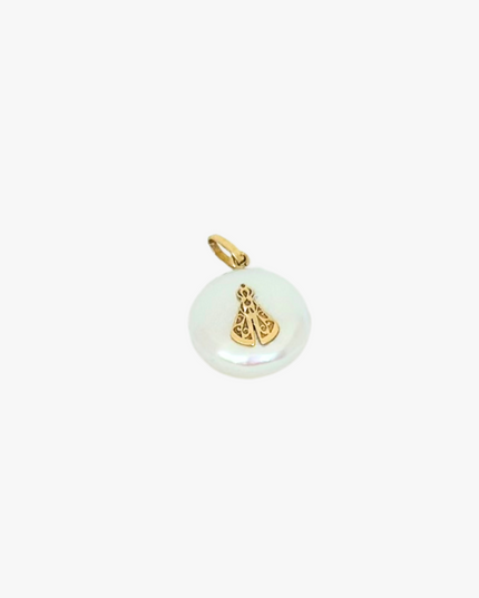 Pingente Nossa Senhora em  Ouro Amarelo 18K com  Madrepérola