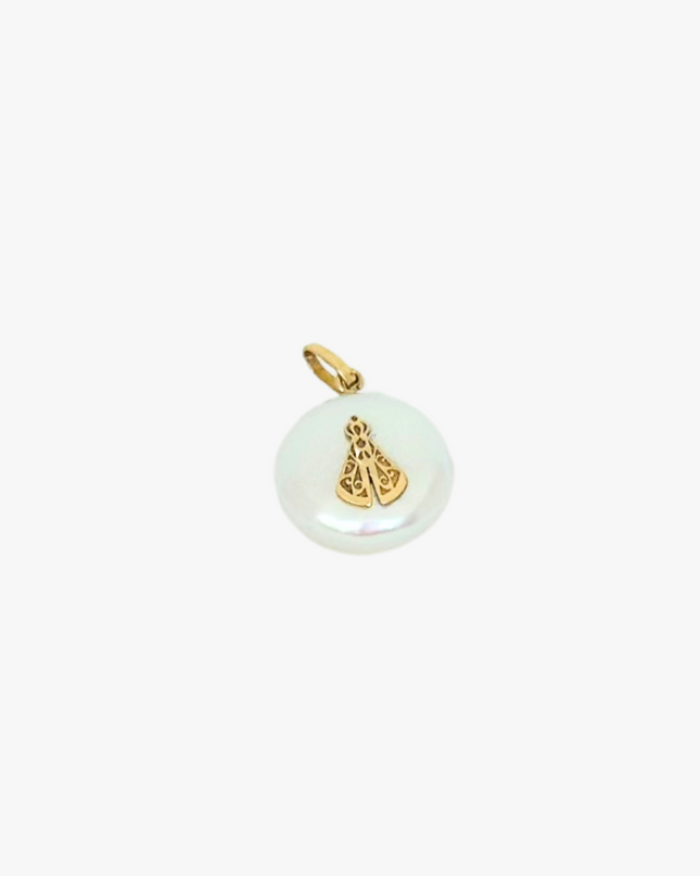 Pingente Nossa Senhora em  Ouro Amarelo 18K com  Madrepérola