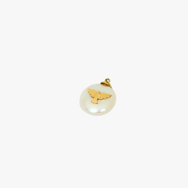 Pingente Espírito Santo em  Ouro Amarelo 18K com  Madrepérola