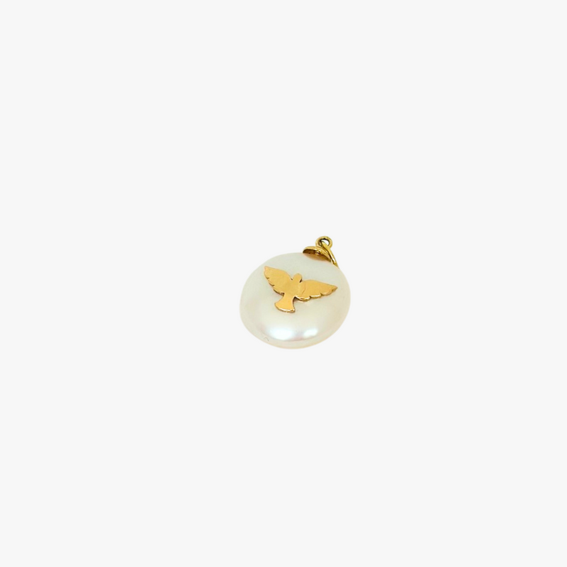 Pingente Espírito Santo em  Ouro Amarelo 18K com  Madrepérola