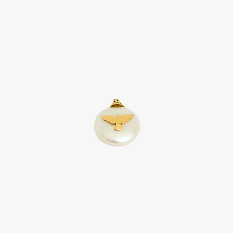 Pingente Espírito Santo em  Ouro Amarelo 18K com  Madrepérola