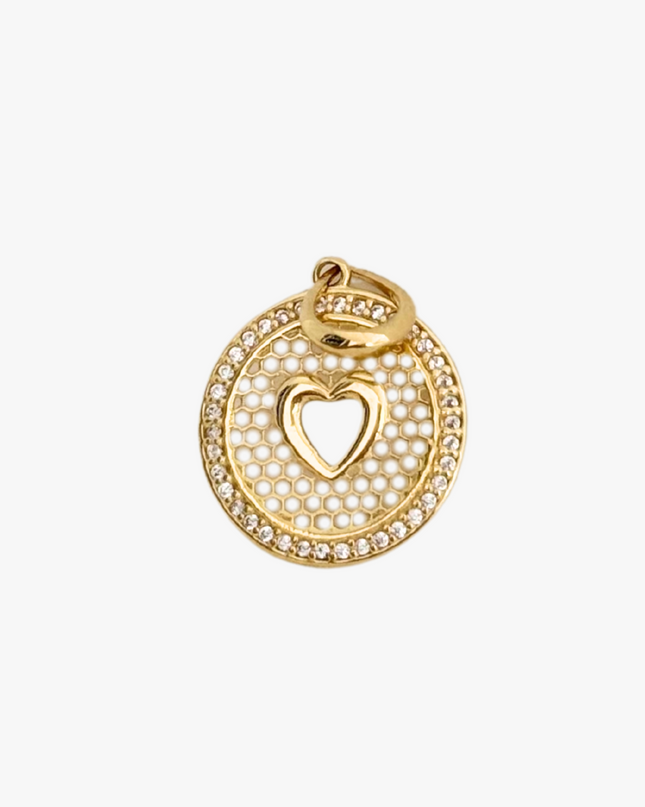 Pingente de Coração Redondo Vazado em Ouro Amarelo 18K