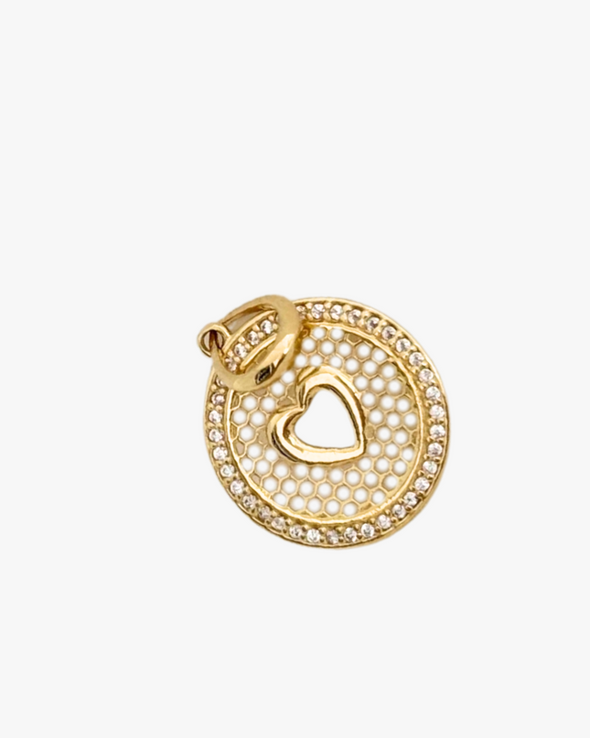 Pingente de Coração Redondo Vazado em Ouro Amarelo 18K